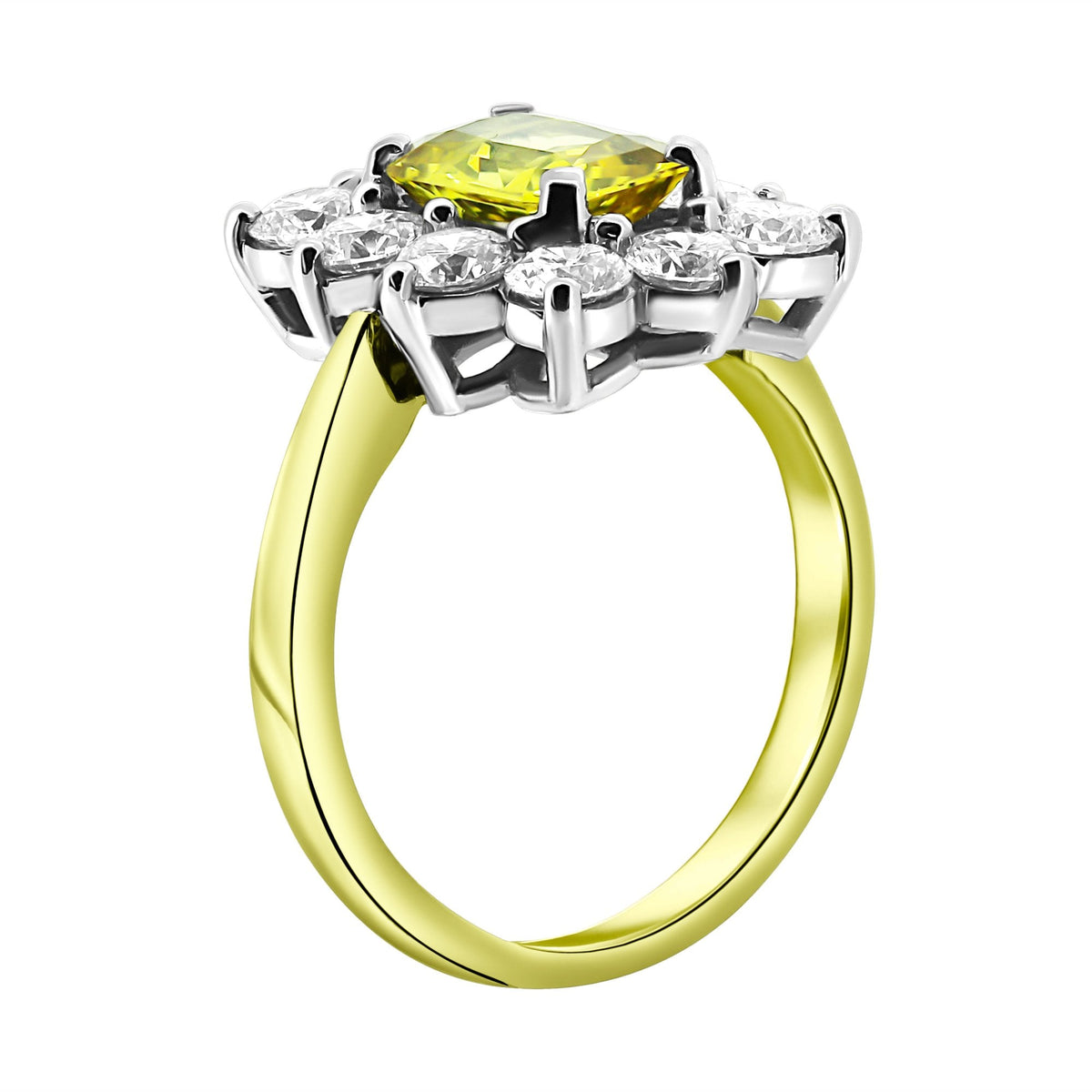 18ct yellow gold 1.57ct yellow sapphire & 1.50ct diamond ring