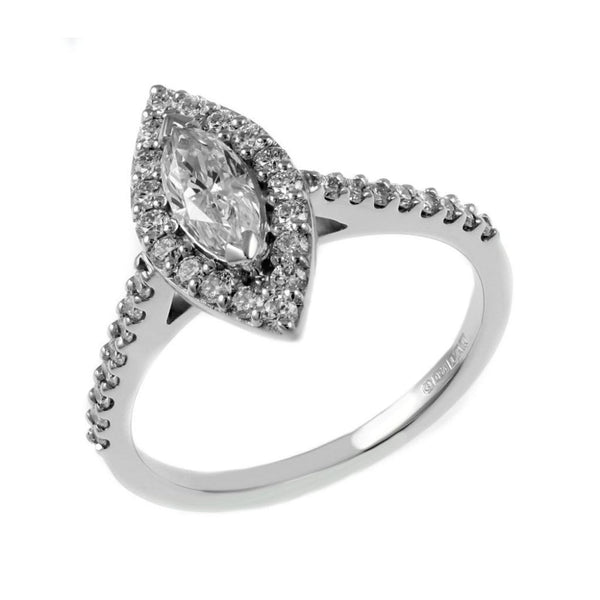 Platinum 0.46ct D VS1 GIA marquise cut diamond halo ring