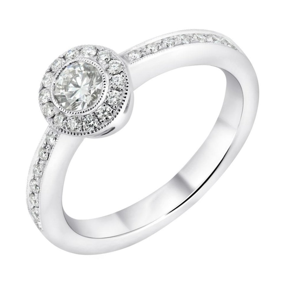 Platinum 0.32ct round brilliant diamond halo ring