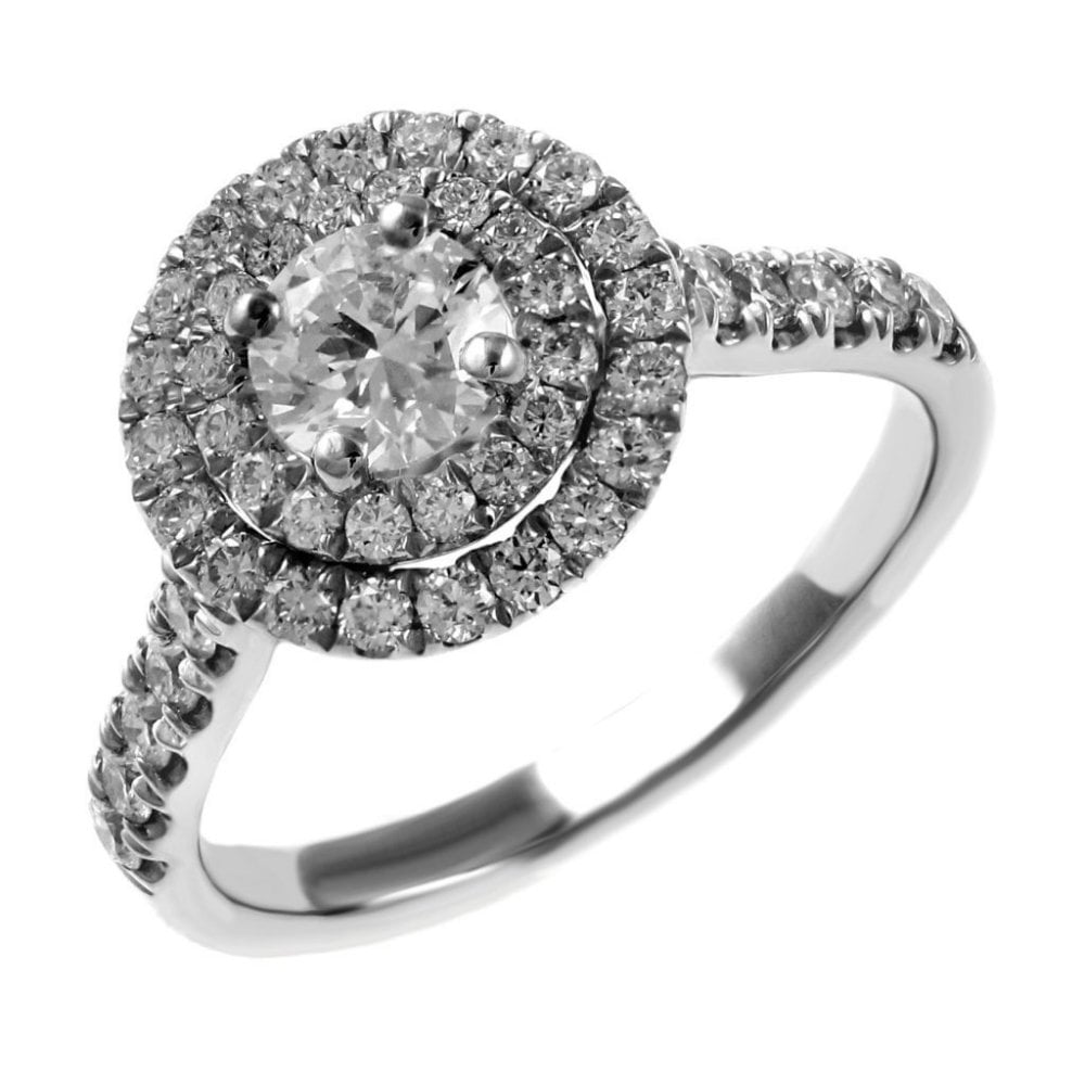 Platinum 0.50ct D SI2 GIA diamond double halo ring