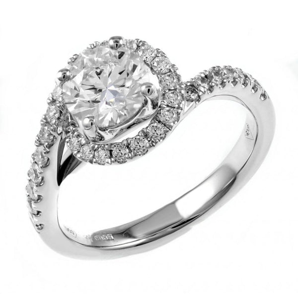 Platinum 0.82ct D SI1 EGL round brilliant cut diamond twist ring