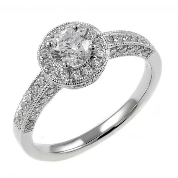 Platinum 0.51ct F VS2 GIA round brilliant diamond Art Deco ring
