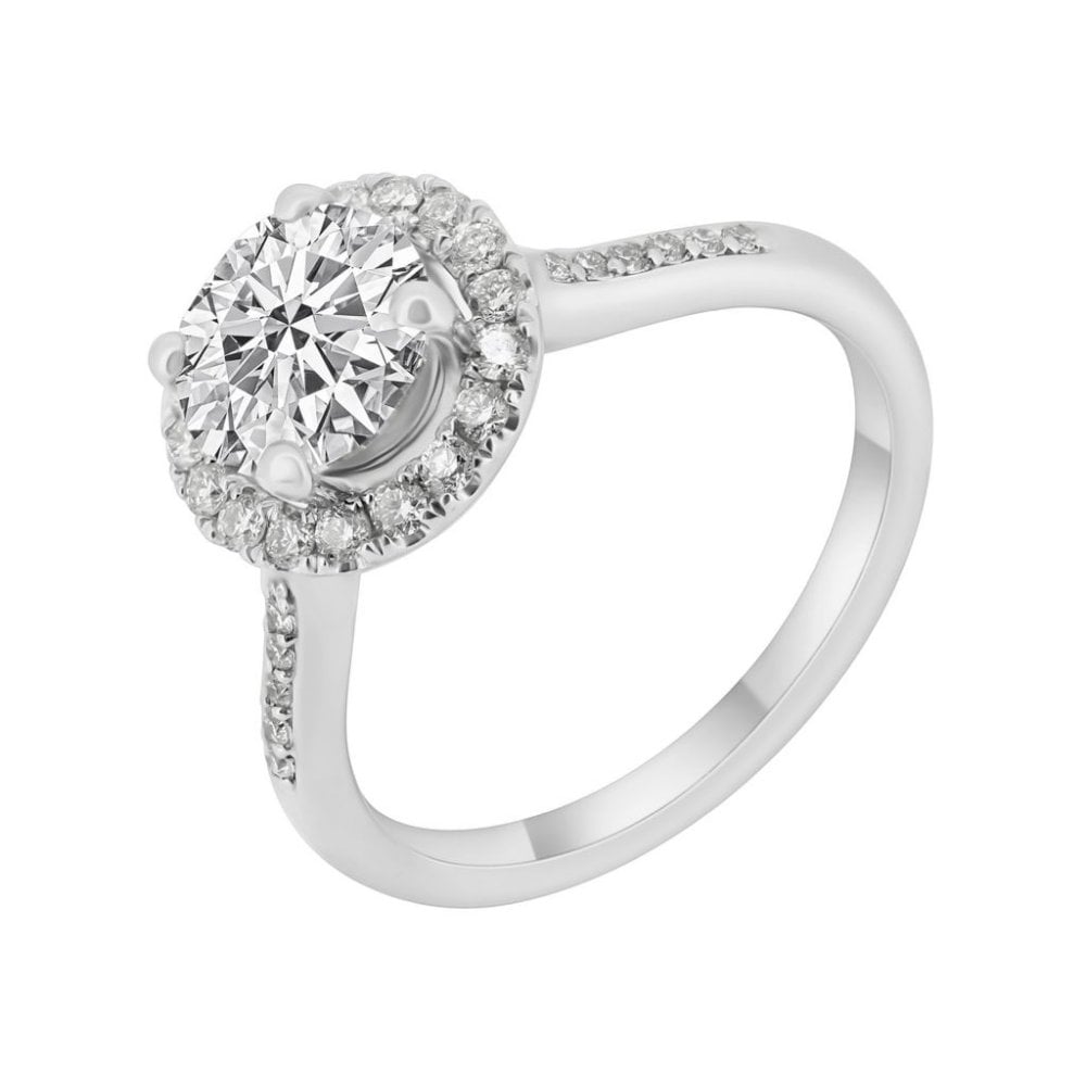 Platinum 1.51ct E VS1 EGL round brilliant cut diamond halo ring
