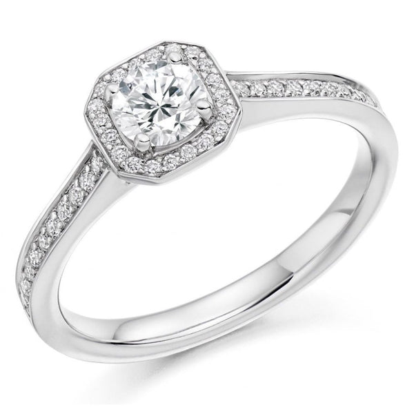 Platinum 0.30ct F VS1 GIA round brilliant cut diamond ring