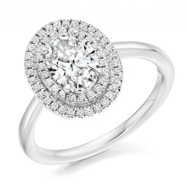 Platinum 1.02ct D SI2 GIA oval diamond double halo ring