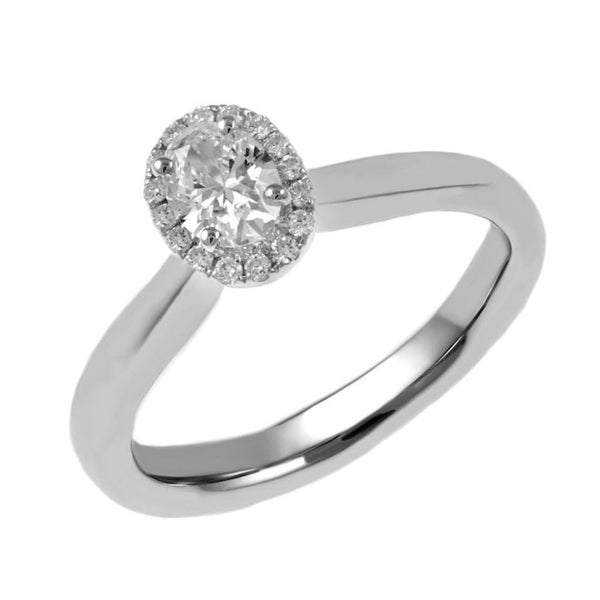 Platinum 0.40ct D VS1 GIA oval diamond halo ring