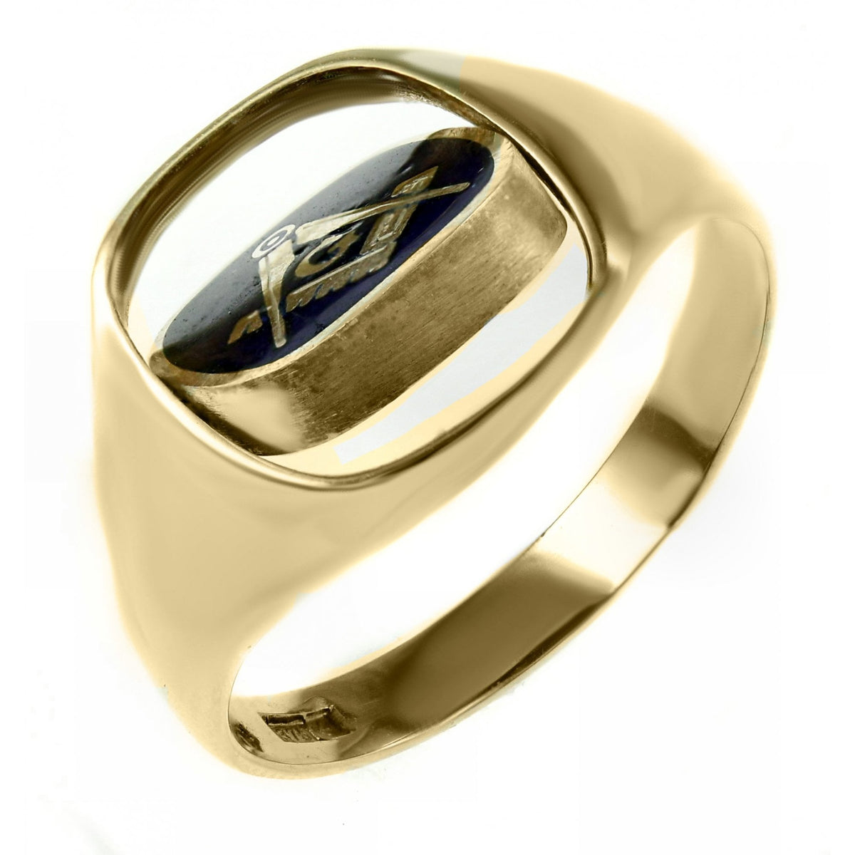 9ct yellow gold 14mm x 12mm Masonic signet ring