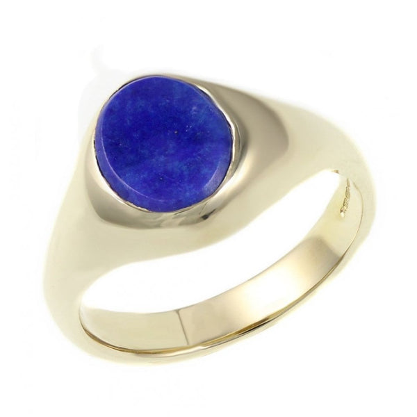 9ct yellow gold 10 x 8mm lapis signet ring