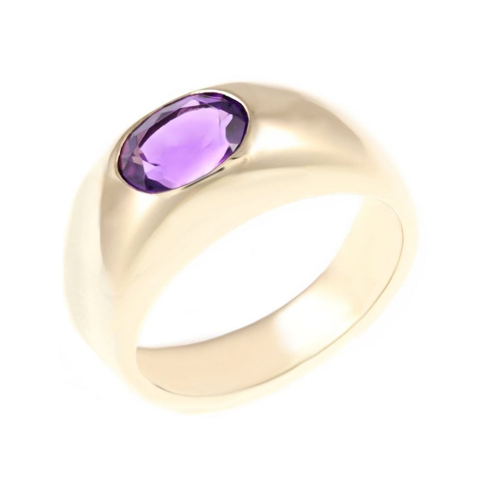 9ct yellow gold 9mm x 7mm amethyst signet ring
