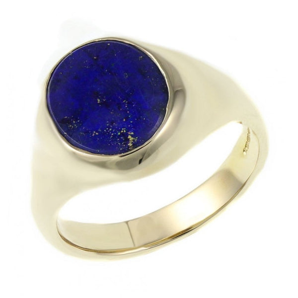 9ct yellow gold 12x10mm lapis signet ring