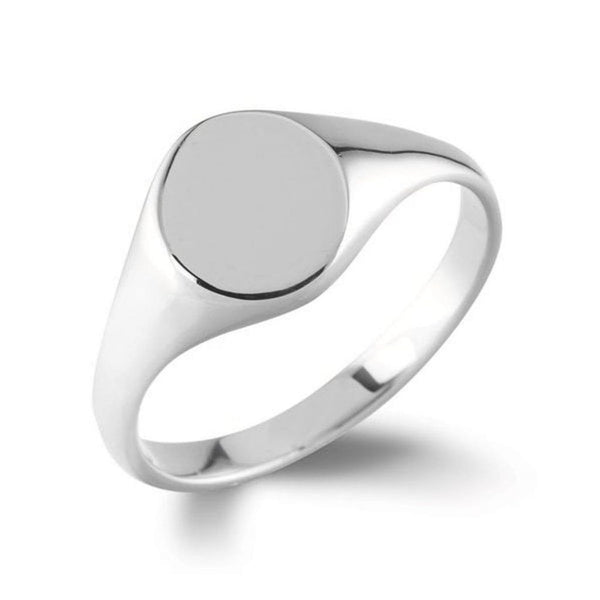 9ct white gold 11mm x 9mm oval signet ring