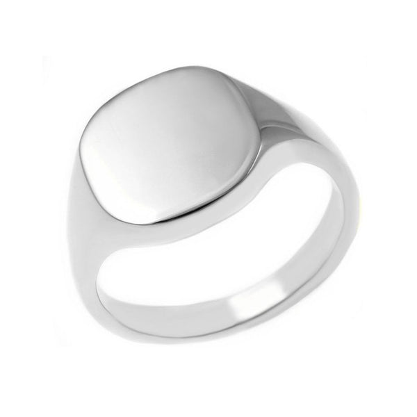 Platinum 13mm x 12mm heavy cushion signet ring