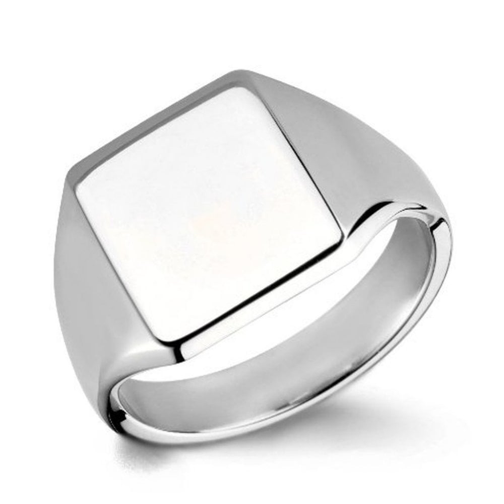 9ct white gold 12mm x 12mm square signet ring