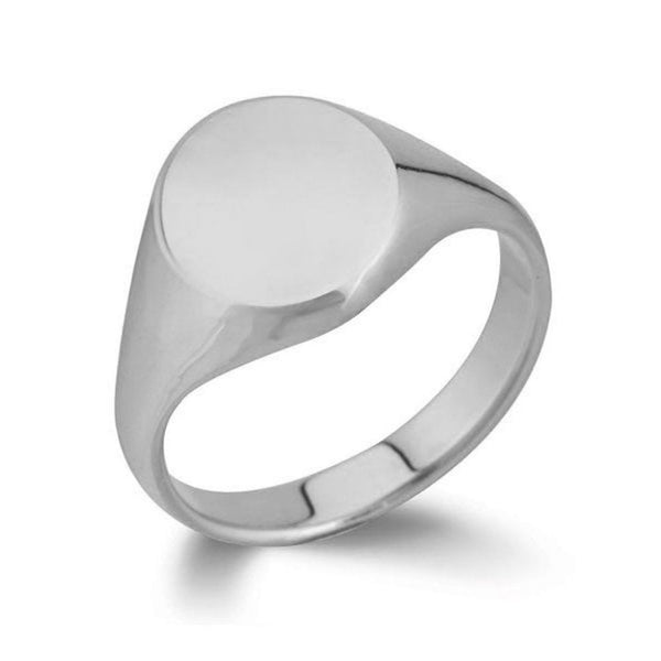 9ct white gold 13mm x 11mm oval signet ring