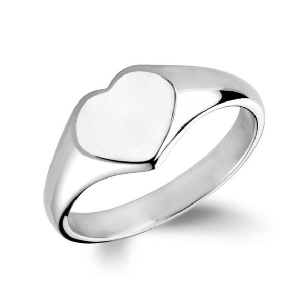 9ct white gold 9mm x 9mm heart signet ring