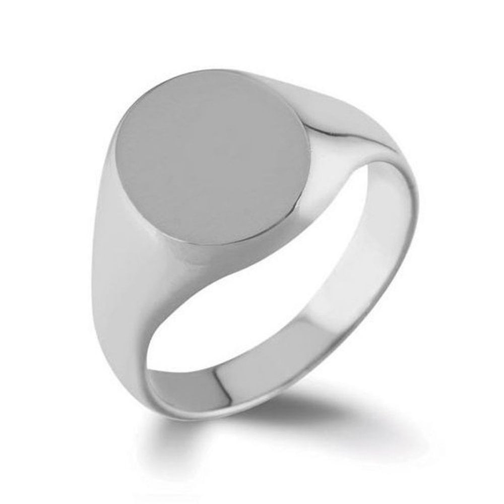9ct White Gold 15mm X 12mm Oval Signet Ring