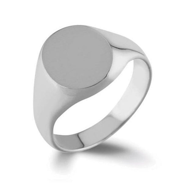 9ct White Gold 15mm X 12mm Oval Signet Ring