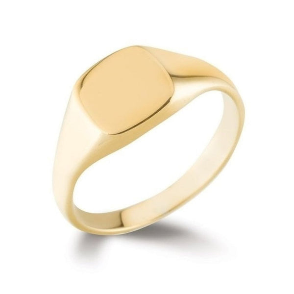 9ct yellow gold 9mm x 8mm cushion signet ring
