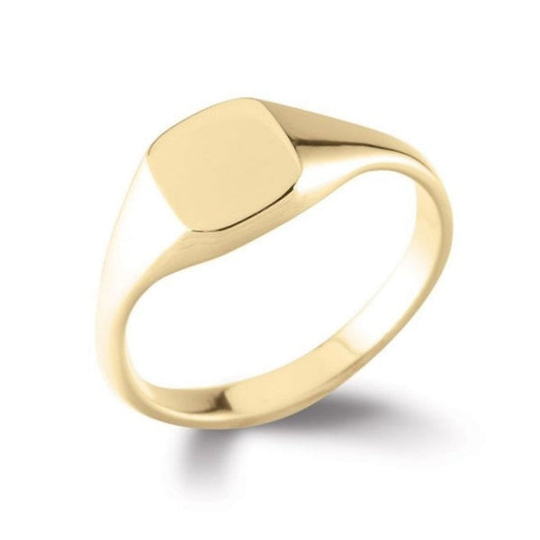 9ct yellow gold 8mm x 7mm cushion signet ring