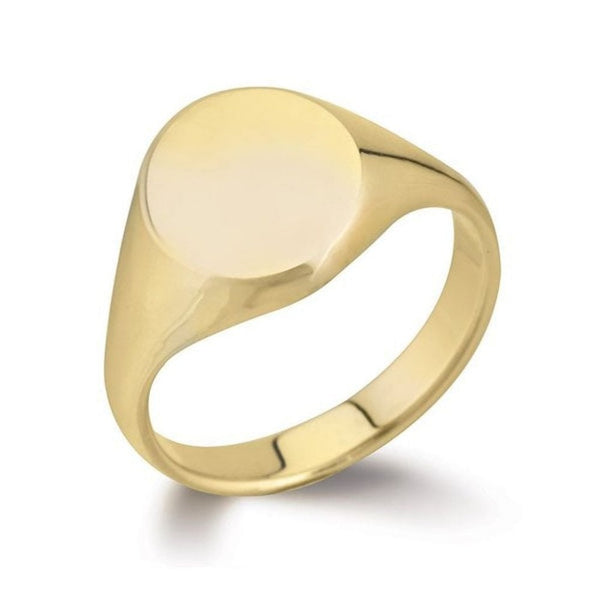 9ct yellow gold 13mm x 11mm oval signet ring