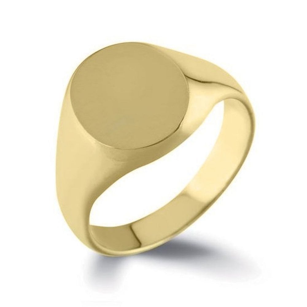 9ct yellow gold 15mm x 12mm oval signet ring