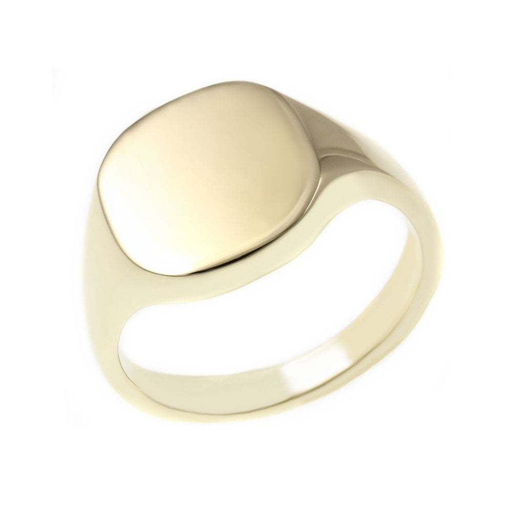 18ct yellow gold 13mm x 12mm heavy cushion signet ring