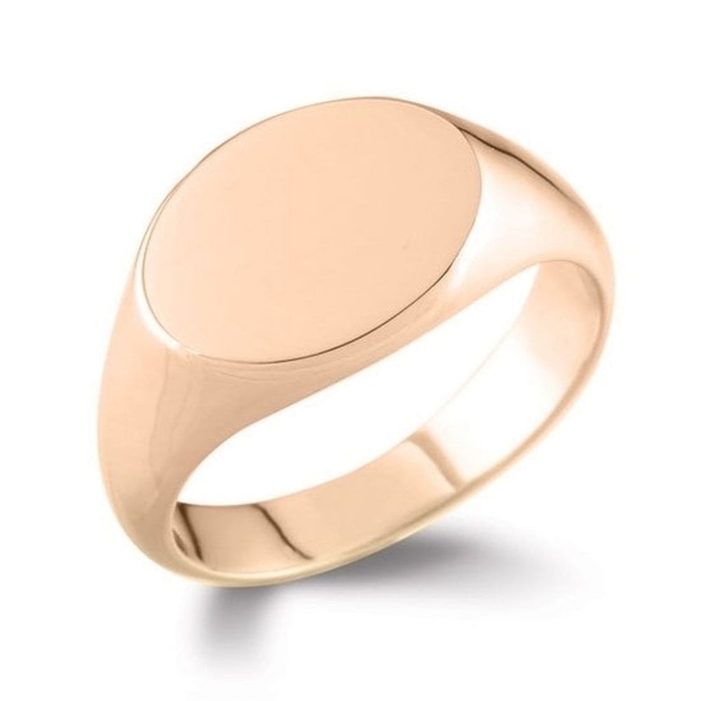 9ct Rose Gold 14mm X 11mm Horizontal Oval Signet Ring