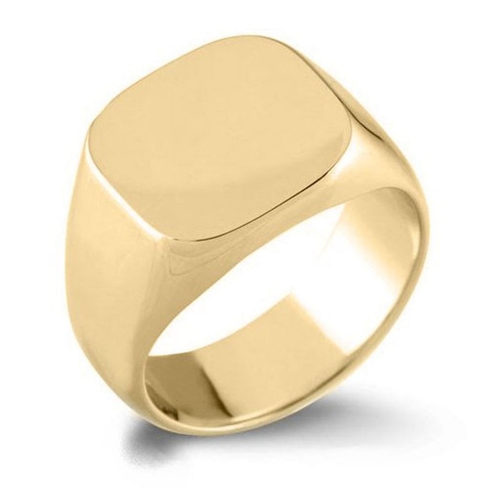 18ct yellow gold 14mm x 14mm cushion signet ring