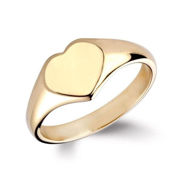 9ct yellow gold 9mm x 9mm heart signet ring