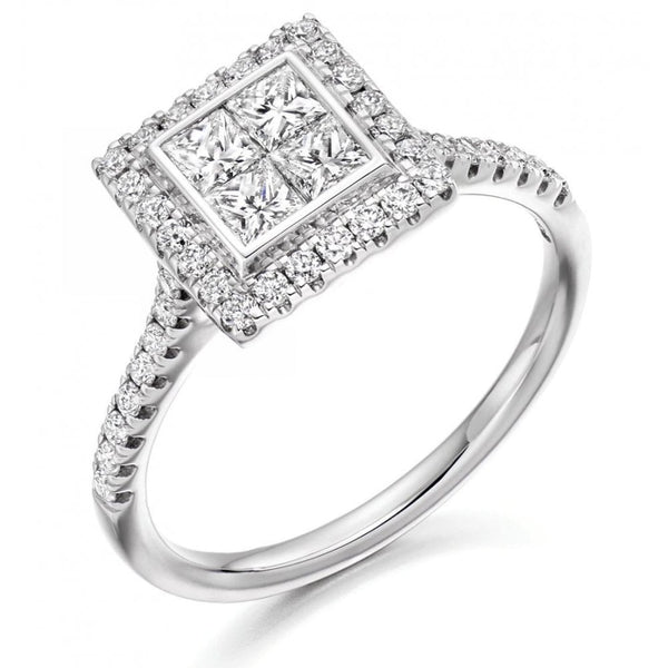 Platinum 1.00ct invisible set princess cut diamond ring