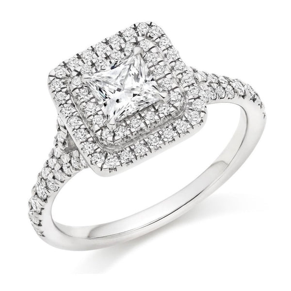 Platinum 0.50ct G VVS2 IGI princess diamond double halo ring