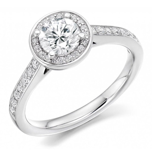 Platinum 0.80ct F VS2 IGI round brilliant diamond ring