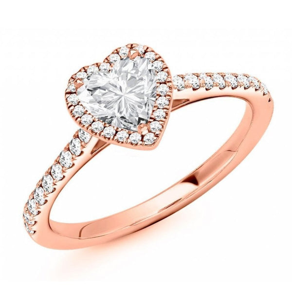 18ct rose gold 0.53ct D VVS2 IGI heart diamond ring