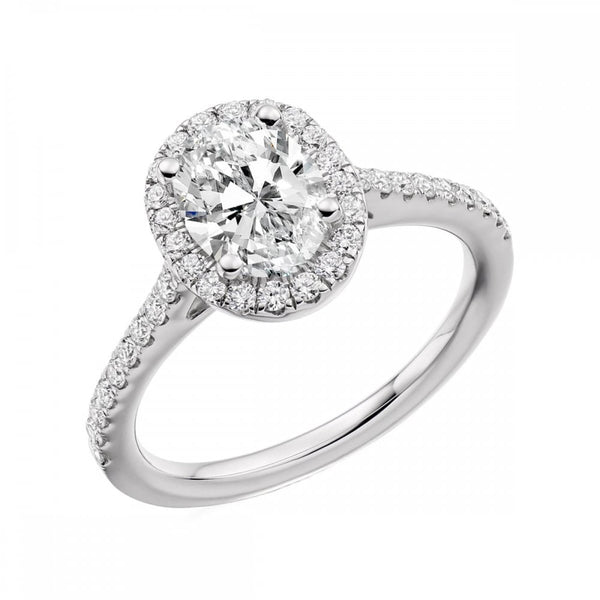 Platinum 1.01ct D VS2 GIA oval diamond halo ring