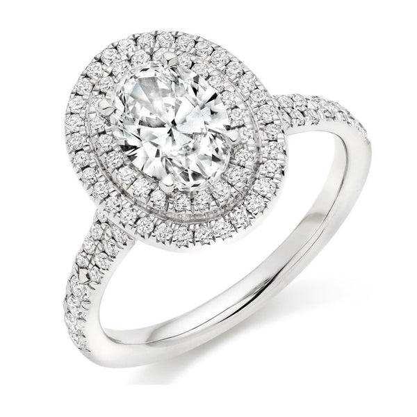 Platinum 1.00ct G VS1 GIA oval cut diamond double halo ring