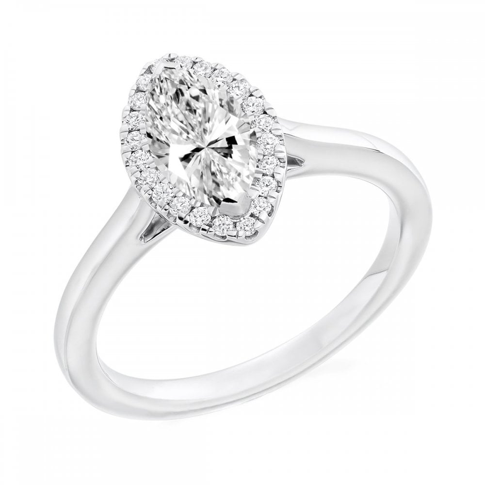 Platinum 0.70ct D VS2 GIA marquise cut diamond halo ring
