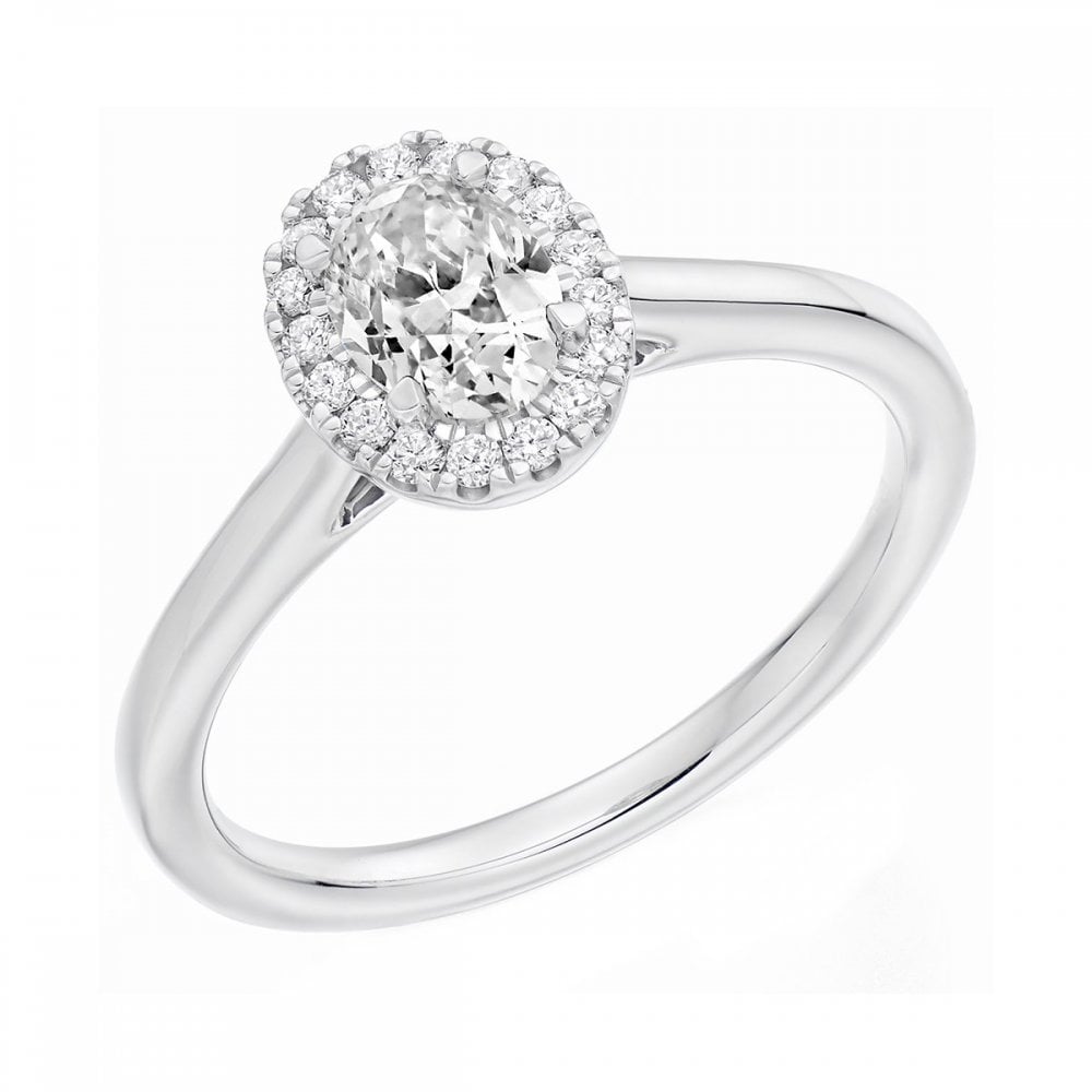 Platinum 0.30ct D VS1 GIA oval cut diamond halo ring