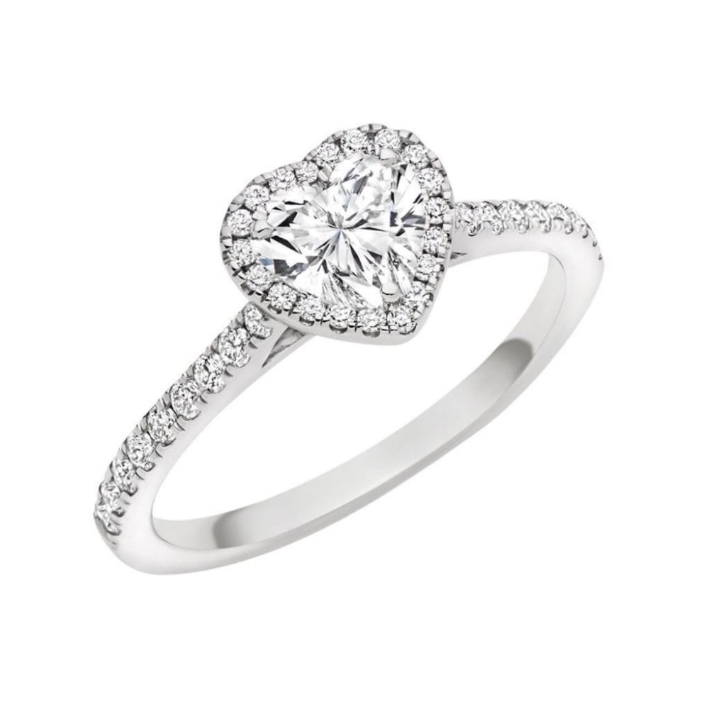 Platinum 0.50ct F VVS2 GIA heart cut diamond halo ring