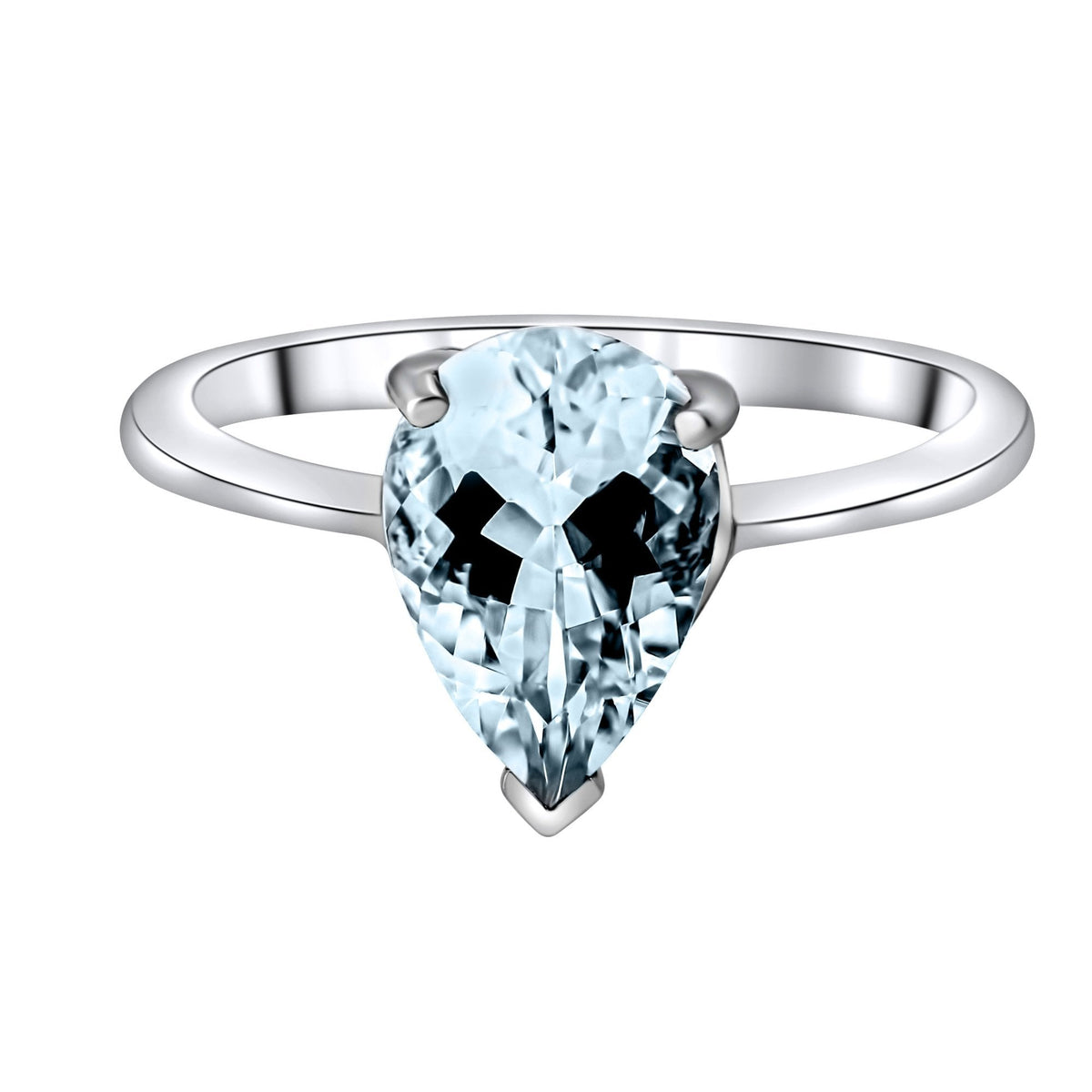 9ct white gold 14mm x 9mm pear cut aquamarine ring