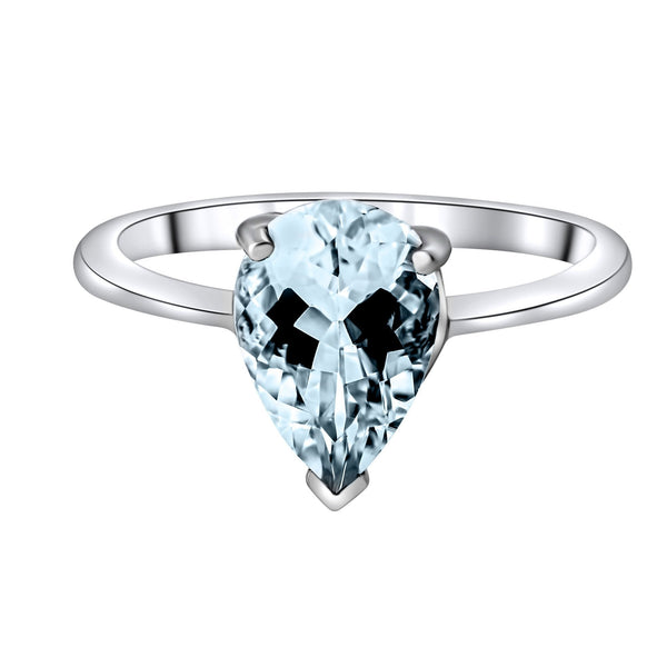9ct white gold 14mm x 9mm pear cut aquamarine ring