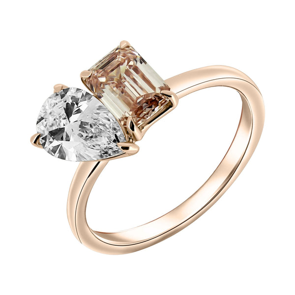 LG 18ct rose gold 1.00ct pink diamond & 1.02ct diamond ring