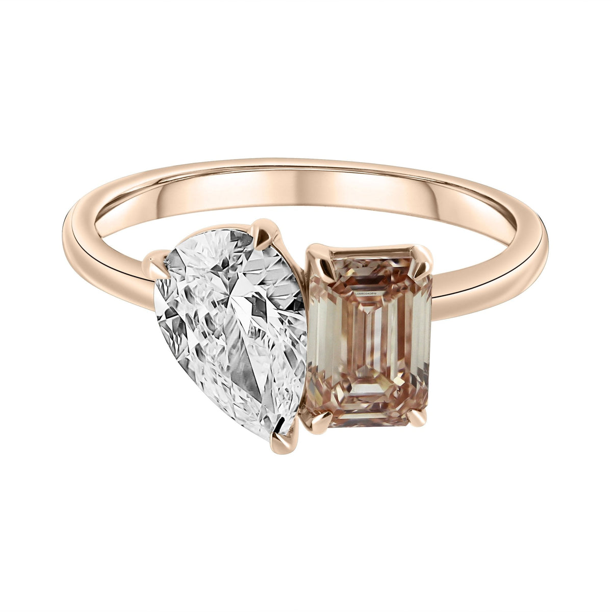 LG 18ct rose gold 1.00ct pink diamond & 1.02ct diamond ring