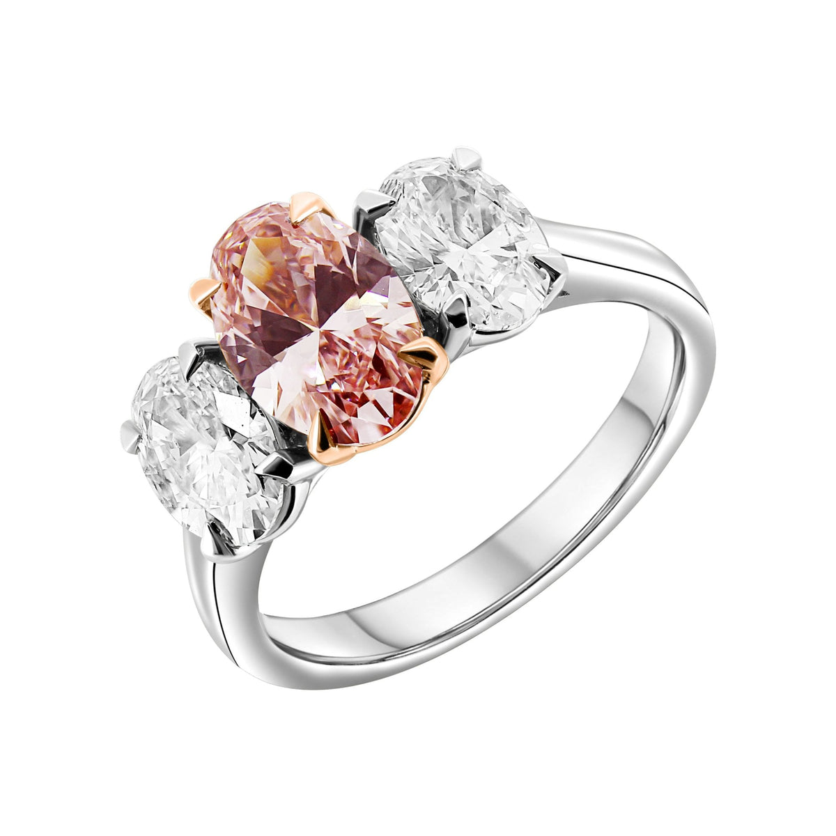 Lab grown platinum 1.55ct fancy pink & 1.58ct diamond ring