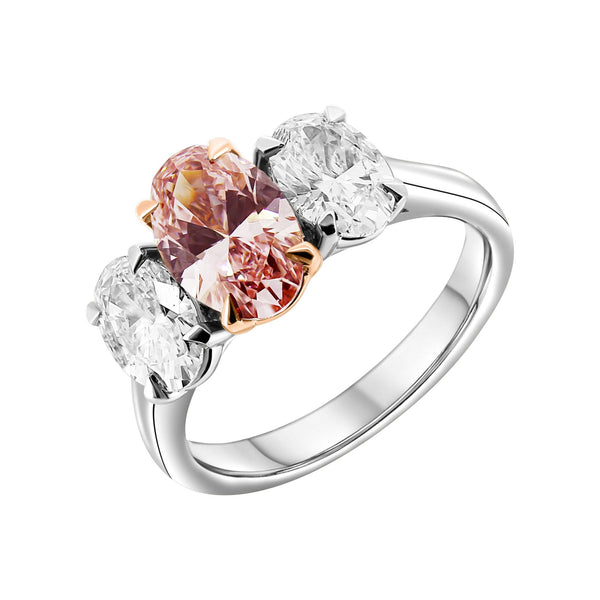 Lab grown platinum 1.55ct fancy pink & 1.58ct diamond ring