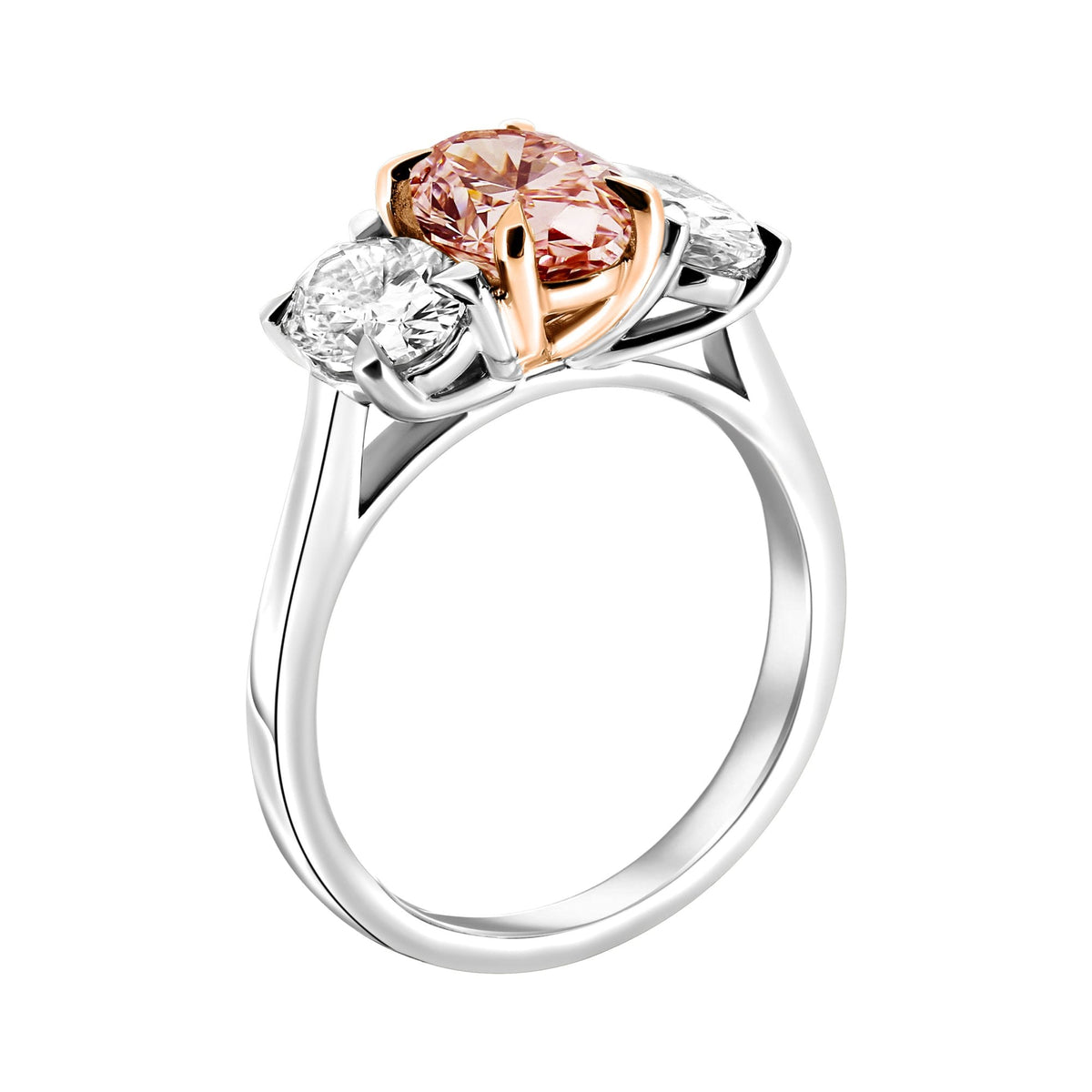 Lab grown platinum 1.55ct fancy pink & 1.58ct diamond ring