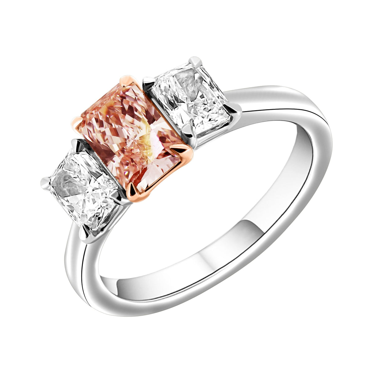Lab grown platinum 1.07ct fancy pink & 1.55ct diamond ring