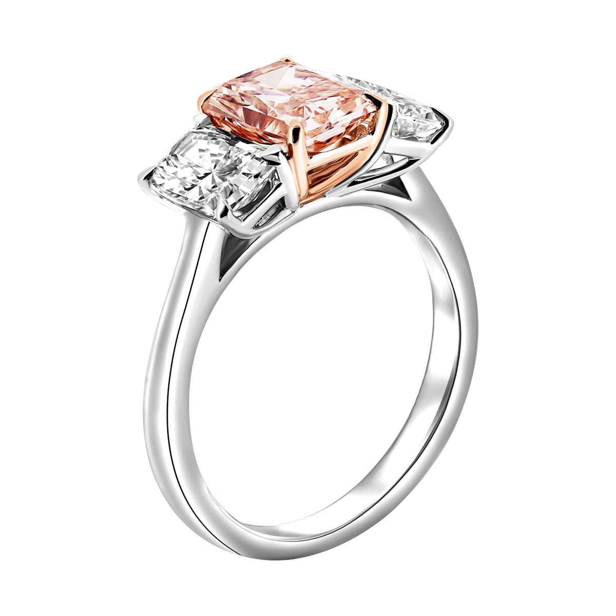 Lab grown platinum 1.07ct fancy pink & 1.55ct diamond ring
