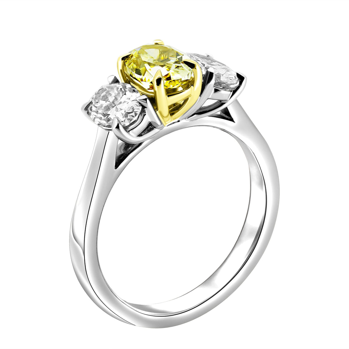 Lab grown platinum 1.03ct fancy yellow & 1.08ct diamond ring