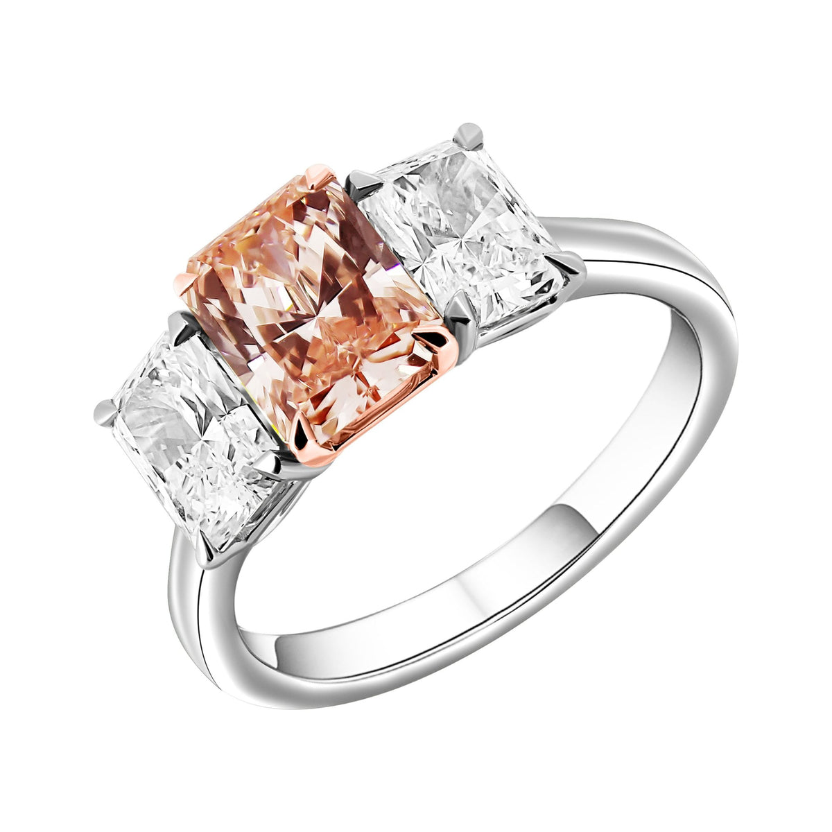 Lab grown platinum 1.52ct fancy pink & 1.52ct diamond ring