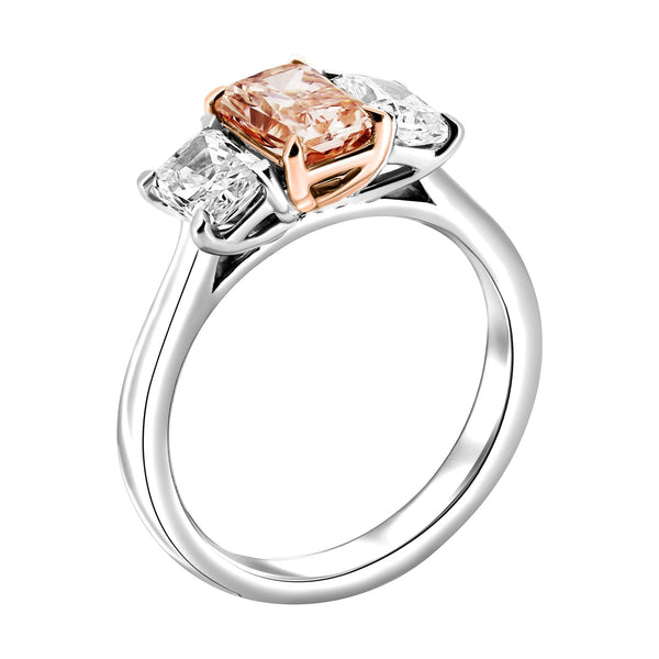Lab grown platinum 1.52ct fancy pink & 1.52ct diamond ring